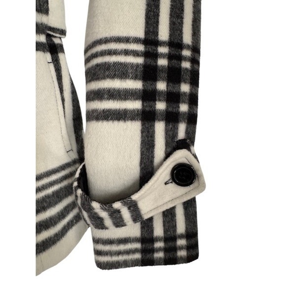 Plaid Wool Blend Pea Coat Women's Double Breasted Belted Winter Jacket - Small - Picture 2 of 10